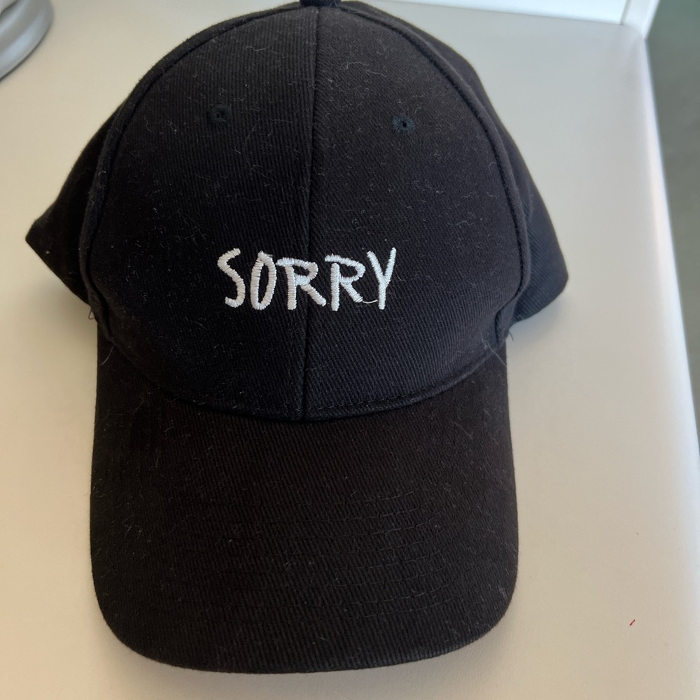 Black 'SORRY' Embroidered Baseball Cap